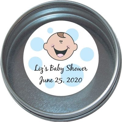 TBS7 - Baby Boy Face Baby Shower Tins - Set of 24 Baby Boy Face Baby Shower Tins - Set of 24 Birth Announcement Candy Wrapper Store