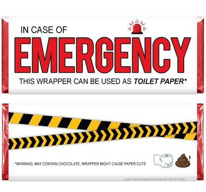 Emergency Toilet Paper Wrapper Funny Candy Bars Set of 3 In Case of Emergency This Wrapper Can Be Used As Toilet Paper Candy Bars with FREE SHIPPING Party Favors Candy Wrapper Store