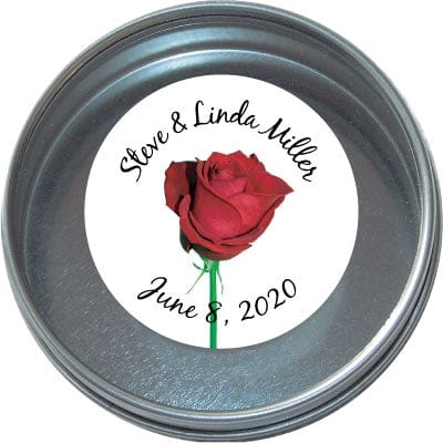 TW12 - Wedding Tins - Set of 24 Red Rose Wedding Tins Candy Wrapper Store