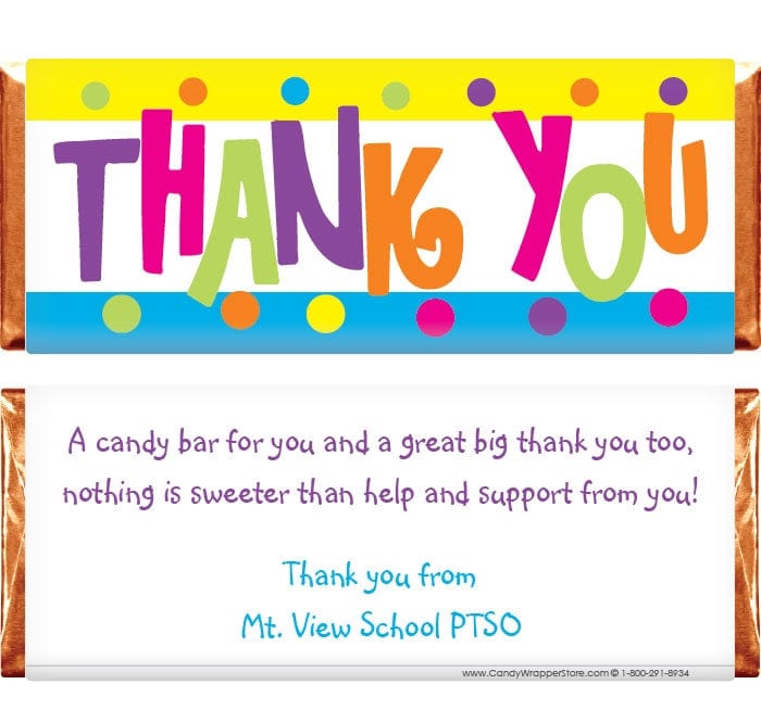 TY200 - Colorful Thank You Candy Bar Wrapper Candy Wrapper Store