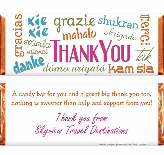 TY202 - Thank You In Any Language Candy Bar Wrapper Thank You In Any Language Candy Bar Wrapper Candy Wrapper Store