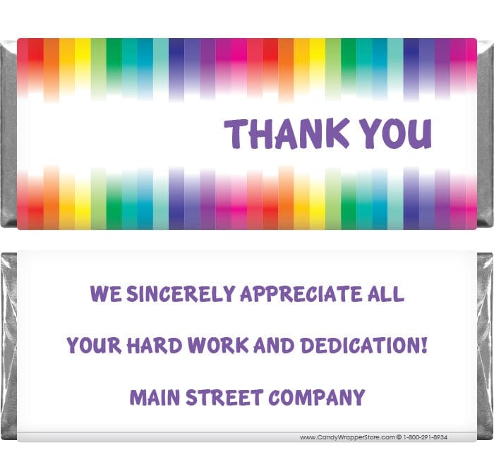 TY203 - Colorful Thank You Candy Bar Wrapper Regular Size Wrapper TY203