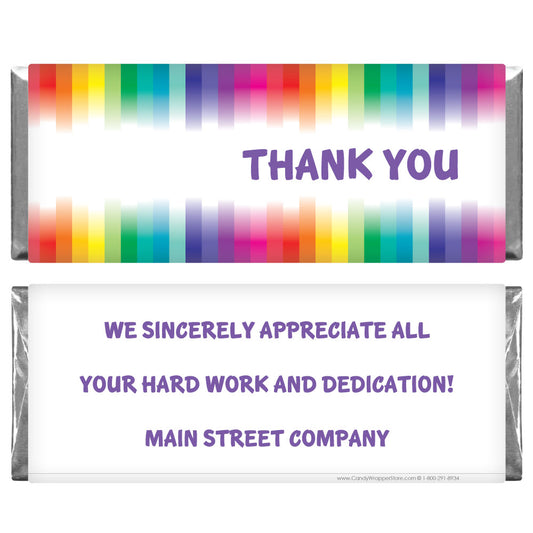 TY203 - Colorful Thank You Candy Bar Wrapper Regular Size Wrapper TY203