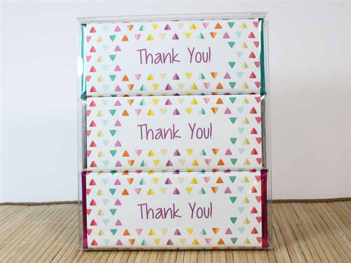 TY211pack - Thank You Colorful Confetti Candy Bars - pack of 6 Custom confetti themed thank you chocolate candy bar wrappers. Set of 6. Regular Size Wrapper TY211