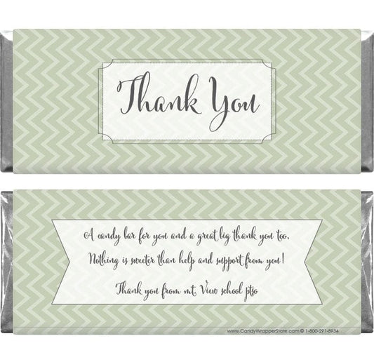 TY220C - Thank You Vertical Chevron Candy Bar Wrapper Thank You Vertical Chevron Candy Bar Wrapper Regular Size Wrapper TY220
