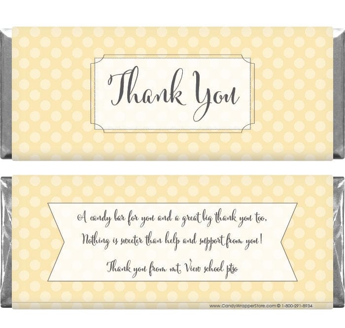 TY220D - Thank You Dots Candy Bar Wrapper Thank You Dots Candy Bar Wrapper Regular Size Wrapper TY220