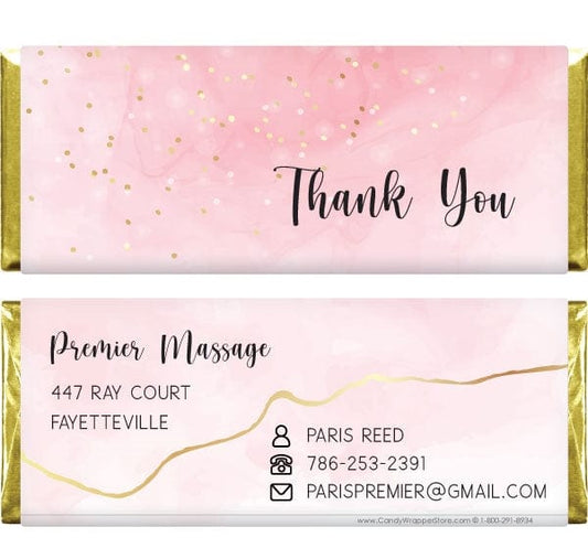 TY274 - Gold Confetti Thank You Candy Bar Wrapper Pink and Gold Confetti Thank You Candy Bar Wrapper Regular Size Wrapper TY274
