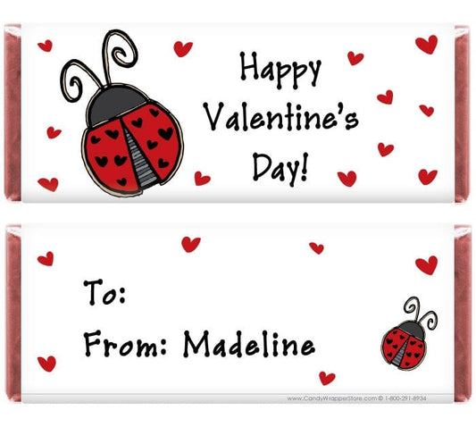 VAL210 - Valentines Day Ladybug Candy Wrappers Valentines Day Ladybug Candy Wrappers Candy Wrapper Store