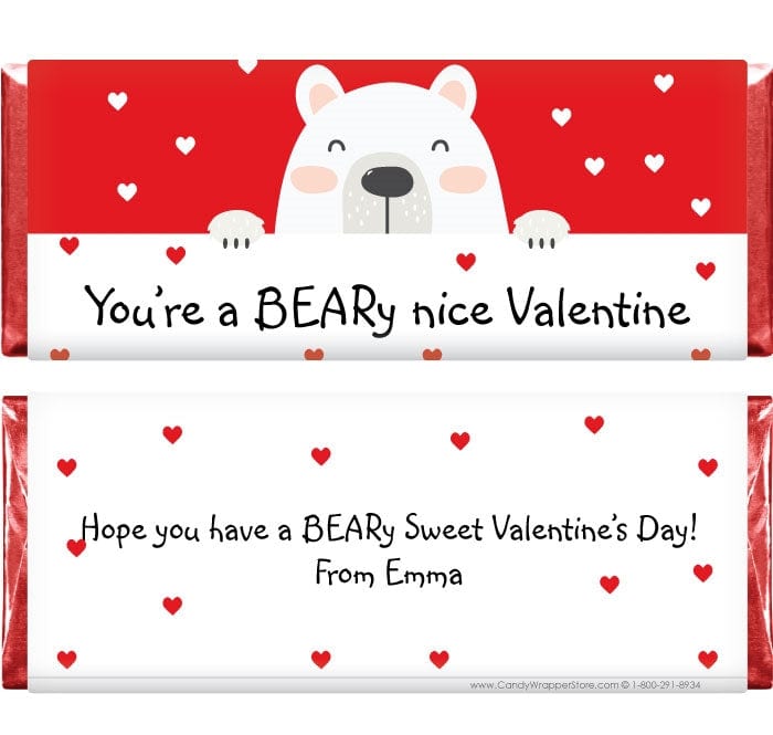 VAL223 - Beary Cute Valentines Day Candy Bar Wrappers Beary Cute Valentines Day Candy Bar Wrappers Candy Wrapper Store
