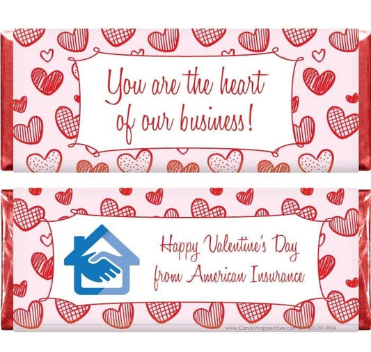 VAL227b - Business Sketch Hearts Valentines Day Candy Bar Wrapper Business Sketch Hearts Valentines Day Candy Bar Wrapper Candy Wrapper Store