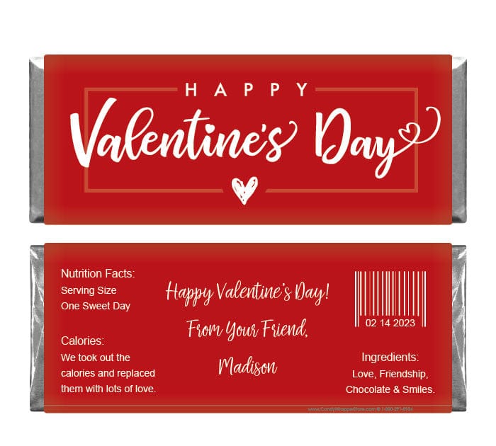 VAL232 - Sweet and Simple Happy Valentines Day Candy Bar Wrapper Sweet and Simple Happy Valentines Day Candy Bar Wrapper Candy Wrapper Store