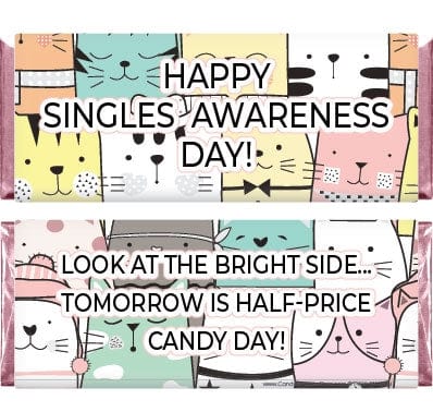 VAL233 - Happy Singles Awareness Day Candy Bar Wrappers Happy Singles Awareness Day Candy Bar Wrappers Candy Wrapper Store