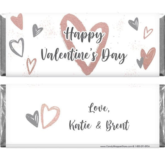 VAL239 - Rose Gold Hearts Valentine's Day Candy Bar Wrappers Rose Gold Hearts Valentine's Day Candy Bar Wrappers Candy Wrapper Store