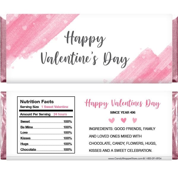 VAL240 - Watercolor Brush Valentine's Day Candy Bar Wrappers Watercolor Brush Valentine's Day Candy Bar Wrappers Candy Wrapper Store