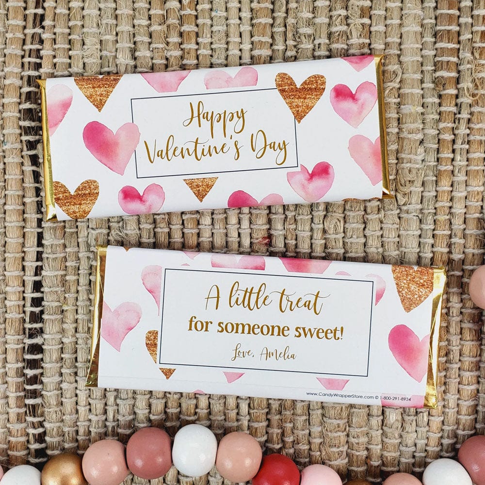 valentine-s-day-watercolor-and-glitter-hearts-candy-bar-wrappers-candy-wrapper-store for Free Printable Valentine Candy Bar Wrappers Valentine's Day Watercolor and Glitter Hearts Candy Bar Wrappers – Candy Wrapper Store for Free Printable Valentine Candy Bar Wrappers