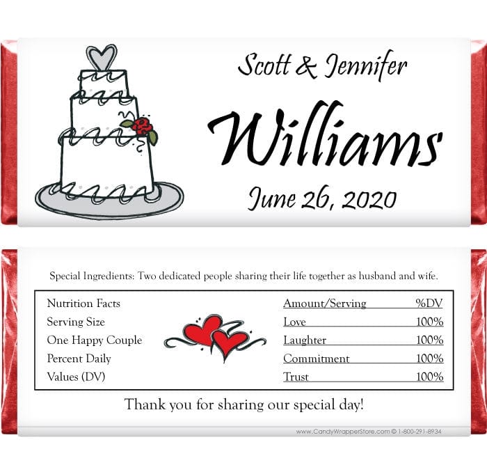 Wedding Cake Candy Bar Wrapper – Candy Wrapper Store