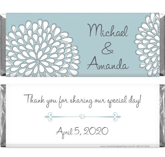 WA272 - Wedding Mum Flower Candy Bar Wrapper Chrysanthemum themed wedding Hershey's candy bar wrapper Regular Size Wrapper WA272