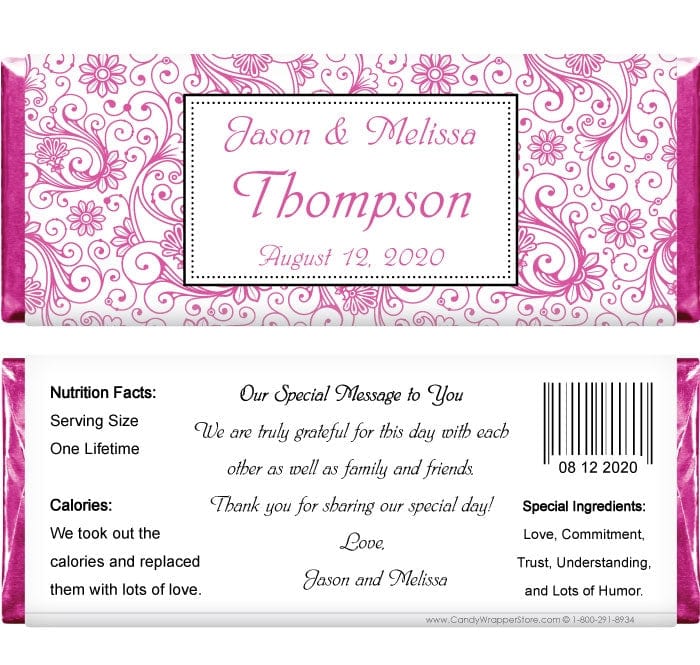 Floral Scroll Wedding Candy Bar Wrapper – Candy Wrapper Store