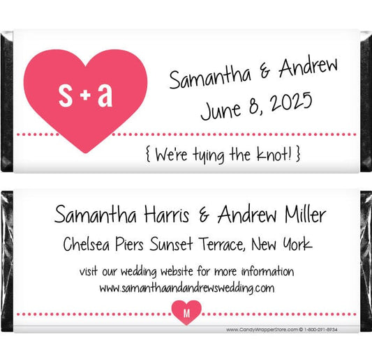 WA299 - Big Heart Initials Save the Date Wrapper Big Heart Initials Save the Date Wrapper Wedding Favors WA299