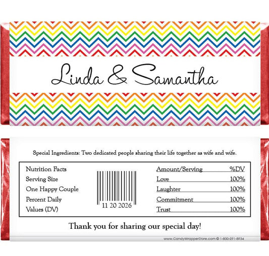 WA313 - Rainbow Chevron Wedding Candy Bar Wrapper Rainbow Chevron Wedding Candy Bar Wrapper Wedding Favors WA313