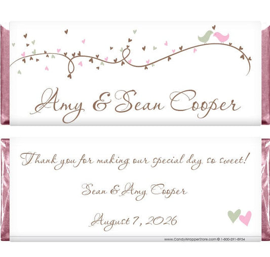 WA316 - Wedding Love Birds Candy Bar Wrapper Wedding Love Birds Candy Bar Wrapper Wedding Favors WA316