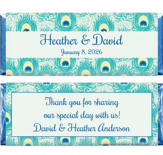 WA319 - Wedding Peacock Background Candy Bar Wrapper Wedding Peacock Background Candy Bar Wrapper Wedding Favors WA319