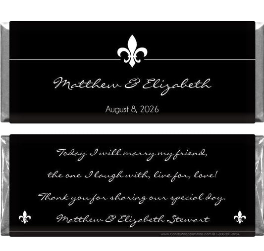 WA330 - Fleur de lis Wedding Candy Bar Wrapper Fleur de lis Wedding Candy Bar Wrapper Wedding Favors WA330