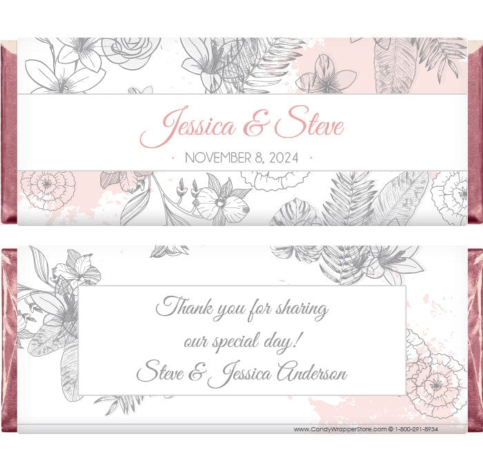 Romantic Floral Wedding Custom Candy Bar Wrapper – Candy Wrapper Store