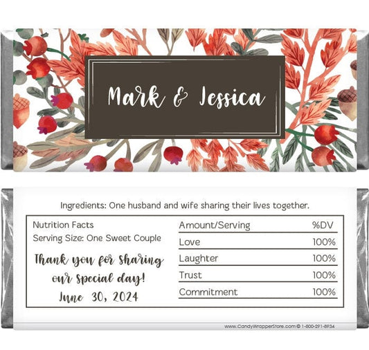 WA363 - Fall Autumn Leaves and Berries Wedding Candy Bar Favor Fall Autumn Leaves and Berries Wedding Candy Bar Favor Wedding Favors WA363