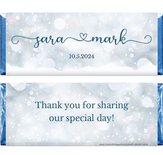 WA378 - Blue Winter Wedding Candy Bar Wrapper Blue Winter Wedding Candy Bar Wrapper Wedding Favors WA378