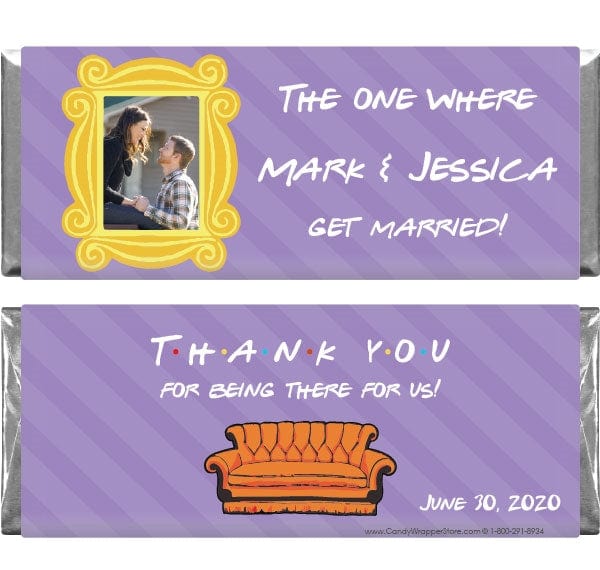 WA435photo - The One Where They Get Married Friends Theme Photo Wedding Candy Bar Wrapper The One Where They Get Married Friends Theme Photo Wedding Candy Bar Wrapper Wedding Favors WA435