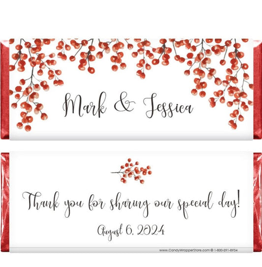 WA452 - Red Berries Wedding Candy Bar Favor Red Berries Wedding Candy Bar Favor Wedding Favors WA452