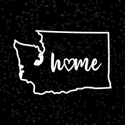 Washington State Outline with Script Home and Heart Vinyl Decal Car Sticker Candy Wrapper Store