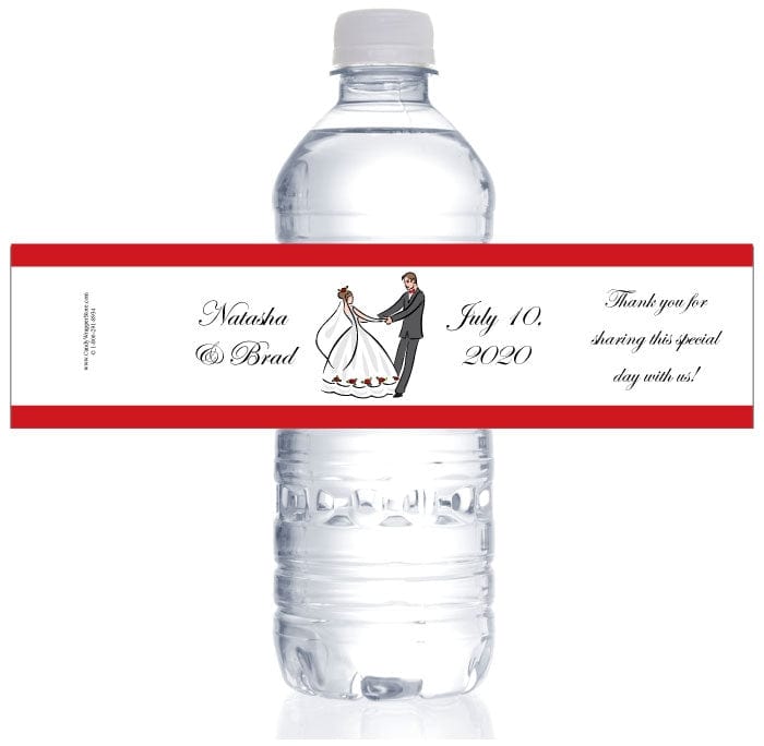 WB10 - Wedding Bride and Groom Water Bottle Labels Dancing Bride and Groom wedding themed water bottle labels wa201