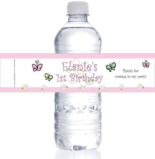 WBBD19 - Butterfly and Daisy Birthday Water Bottle Labels Butterfly and Daisy Birthday Water Bottle Labels Party Favors BD219