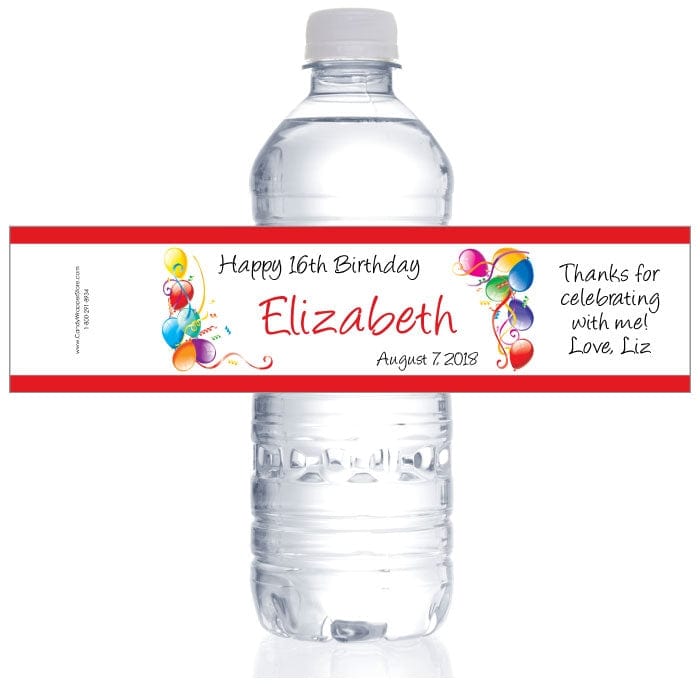 WBBD200 - Balloons Birthday Water Bottle Labels Balloons Birthday Water Bottle Labels Party Favors BD200