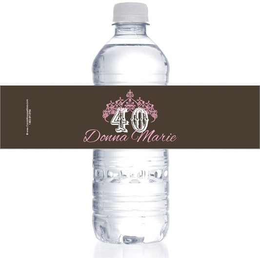 WBBD302 - Birthday Crown Water Bottle Labels Birthday Crown Water Bottle Labels Party Favors BD302