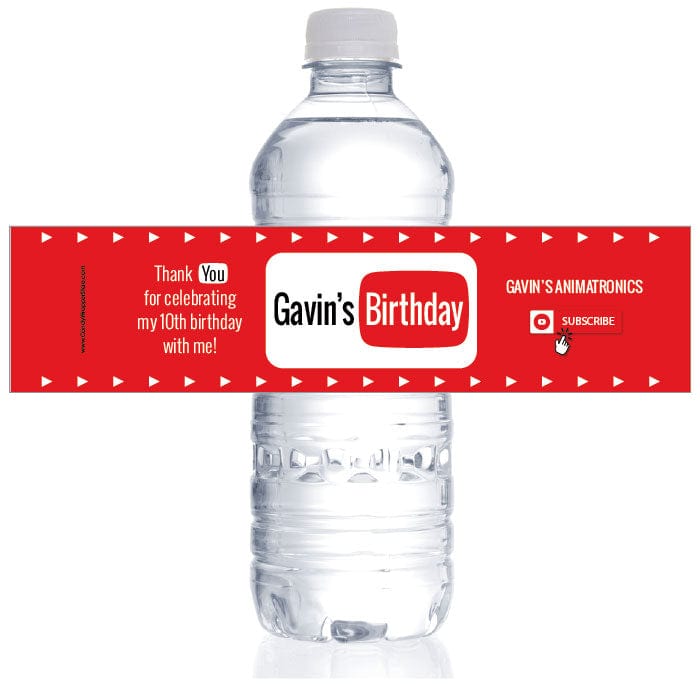 WBBD506 - YouTube Theme Birthday Water Bottle Labels YouTube Theme Birthday Water Bottle Labels Party Favors bd506