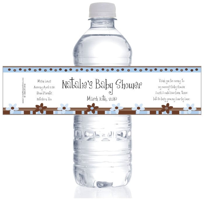 WBBS224B - Blue and Brown Baby Shower Water Bottle Labels Blue and Brown Baby Shower Water Bottle Labels BS224