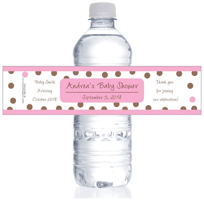 Pink and Brown Dots Baby Shower Water Bottle Labels – Candy Wrapper Store