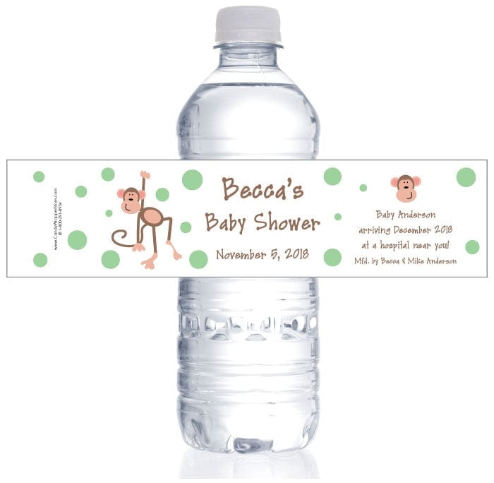 WBBS249 - Monkey Baby Shower Water Bottle Labels Monkey Baby Shower Water Bottle Labels Wedding Favors BS249