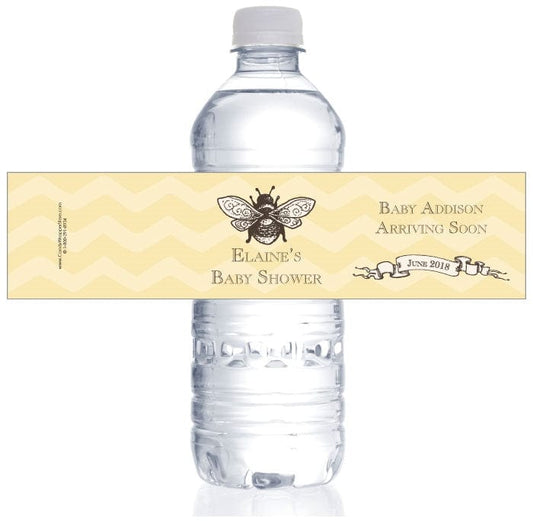 WBBS265 - Bumble Bee Baby Shower Water Bottle Label Vintage Bumble Bee Baby Shower Custom Water Bottle Labels Wedding Favors BS265