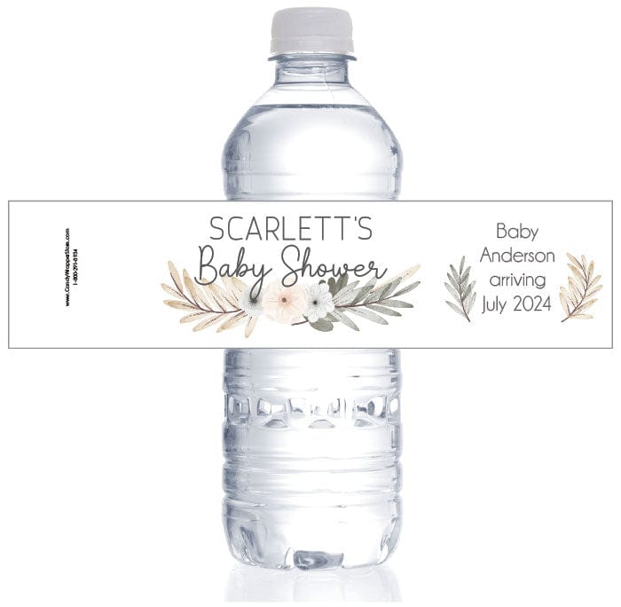 WBBS278 - Rustic Floral Baby Shower Water Bottle Labels Rustic Floral Baby Shower Water Bottle Labels Party Favors BS278