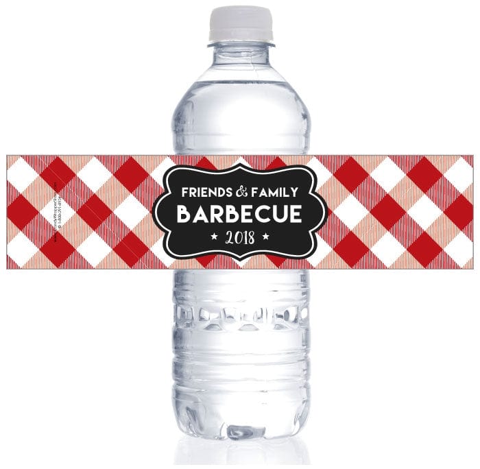 WBFAM203 - Red Gingham Family Barbecue Reunion Water Bottle Label Red Gingham Family Barbecue Reunion Water Bottle Label Party Favors FAM203