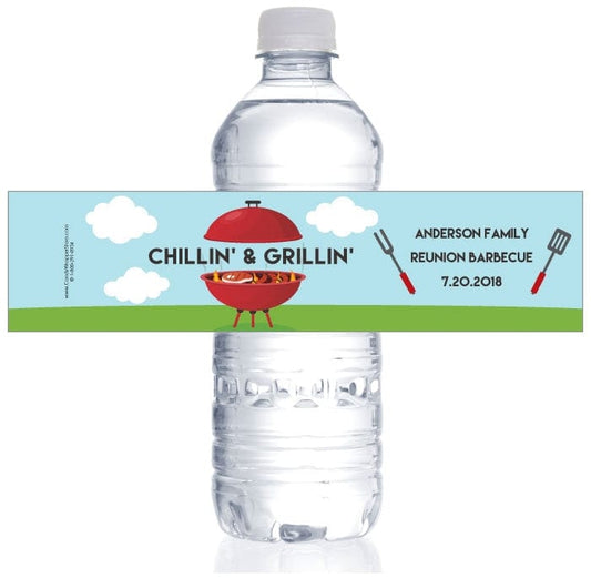 WBFAM204 - Chillin and Grillin Barbecue Water Bottle Label Chillin and Grillin Barbecue Water Bottle Label FAM204