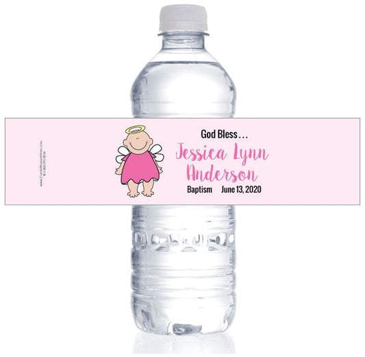 WBREL209 - Angel Baby Girl Religious Water Bottle Label Angel Baby Girl Religious Water Bottle Label REL209