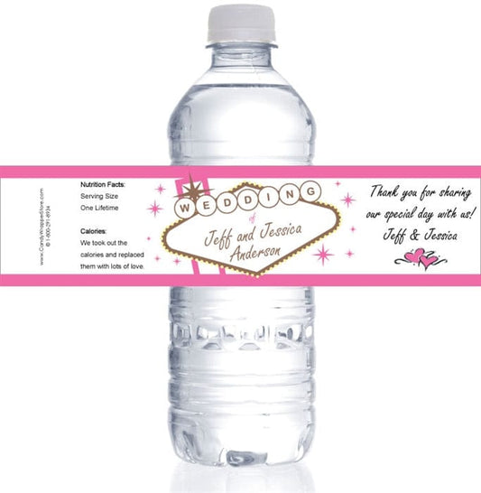 WBWA246PINK - Wedding Vegas Theme Water Bottle Labels Wedding and Las Vegas themed water bottle labels WA246