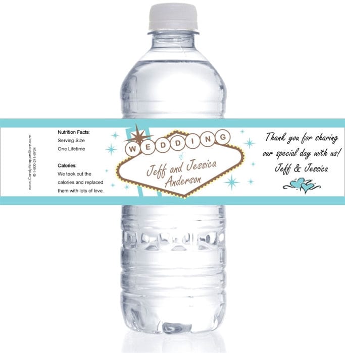 WBWA246TIFFANY - Wedding Vegas Theme Water Bottle Labels Wedding Vegas Theme Water Bottle Labels WA246