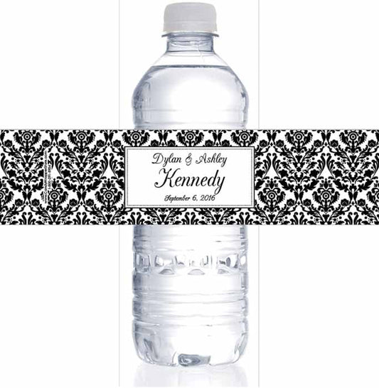 WBWA253a - Wedding Damask Water Bottle Labels Wedding Damask Water Bottle Labels WA253