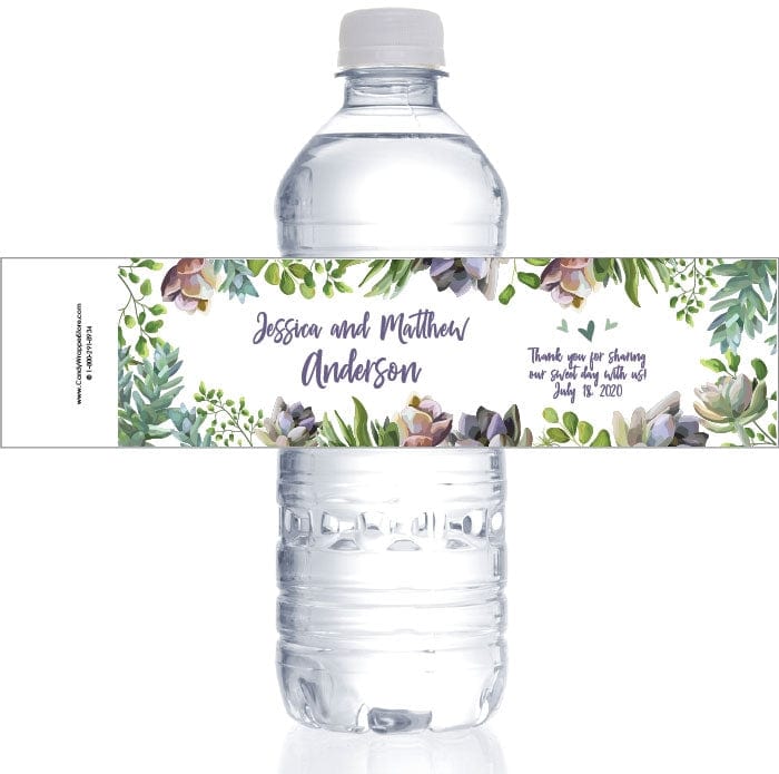 WBWA373 - Styled Succulents Watercolor Wedding Water Bottle Label Styled Succulents Watercolor Wedding Water Bottle Label WA373